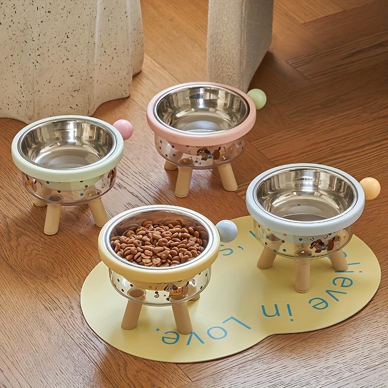 Dopaminfarbene erhöhte Futternapf für Haustiere Nackenschutz Katzennapf Kippsicher Rutschfest Edelstahl Wassernapf Katzen Hunde Futterspender