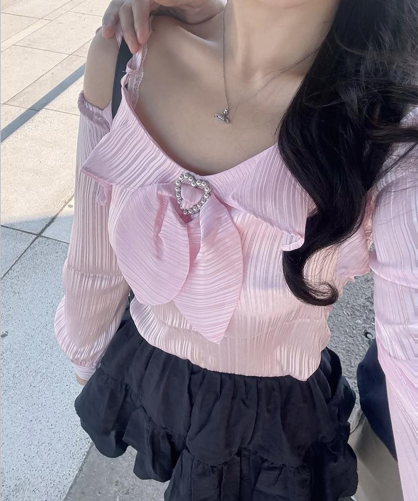 Kathrin Heart Ring Satin Blouse