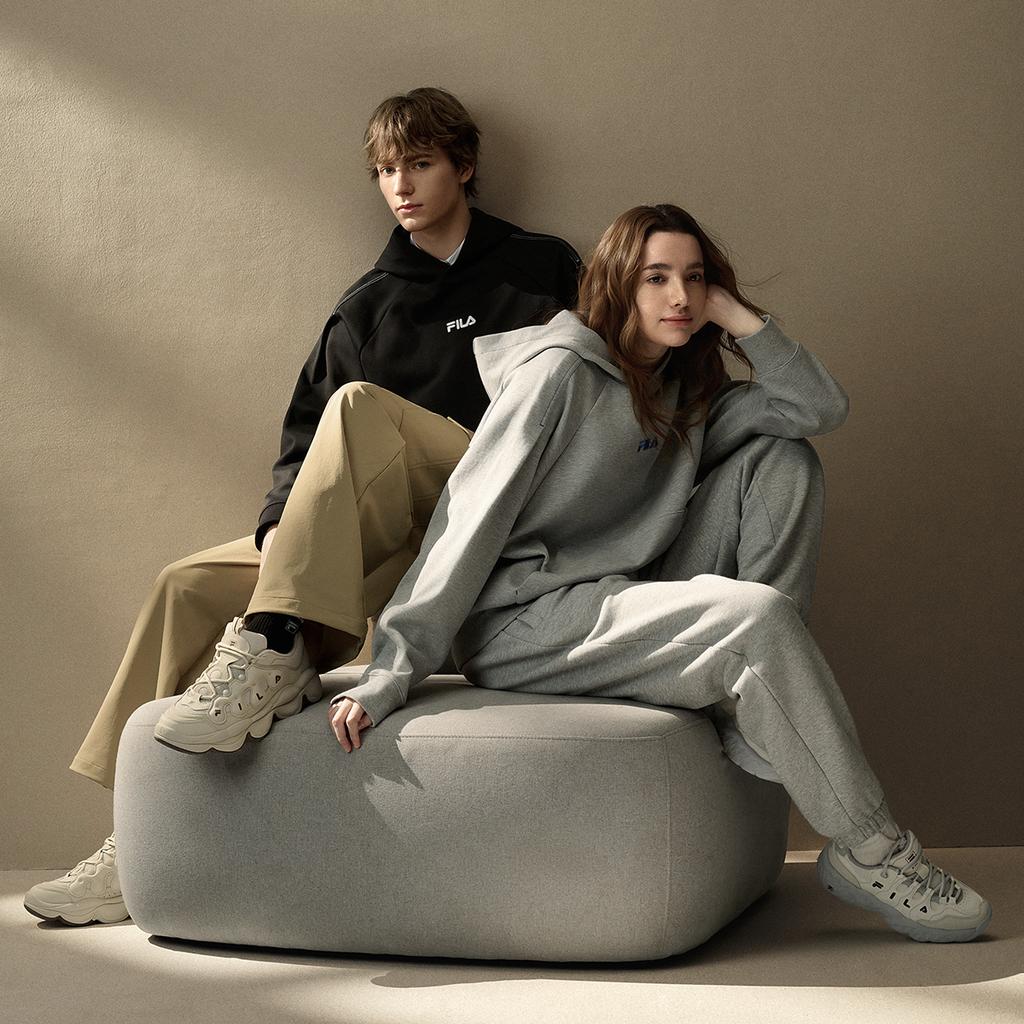 Fila Original Knitted Hooded Pullover Loose Long Sleeve Sweatshirt Unisex Sweatshirt F51U549205F-BK