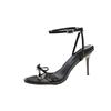 Summer new temperament versatile bow high heel open toe one-word strap casual stiletto sandals