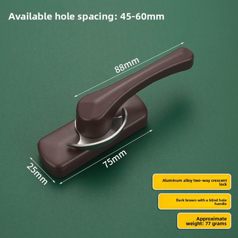 Aluminum Bidirectional Crescent Window Lock Anti‑Theft Sash Latch With Stainless Steel Hook Window Hardware Fitting