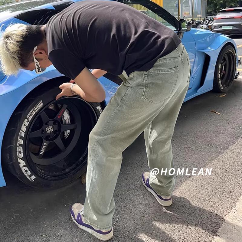 Homlean Amerikanische Retro Loose Fit Schlagjeans ZW697