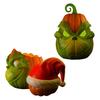Halloween Pumpkin Face Statue Spooky 3D Printed Green Elf Pumpkin Figurine Collectible Christmas Ornament for Home Decor