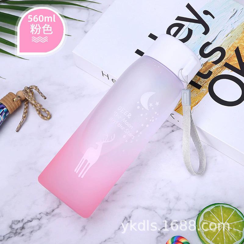 Water Bottle Supply Elk Cup Frosted Plastic Cup Portable Sports Water Cup Summer Student Cup Trend Outdoor Space Cup