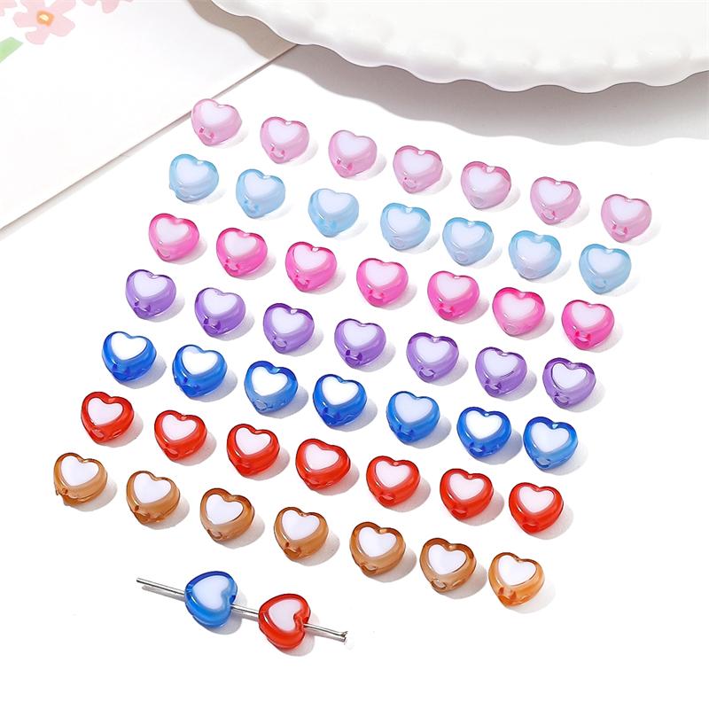 30Pcs Acrylic Heart Shape Beads Loose Spacer Beads for Jewelry Making DIY Bracelets Necklace