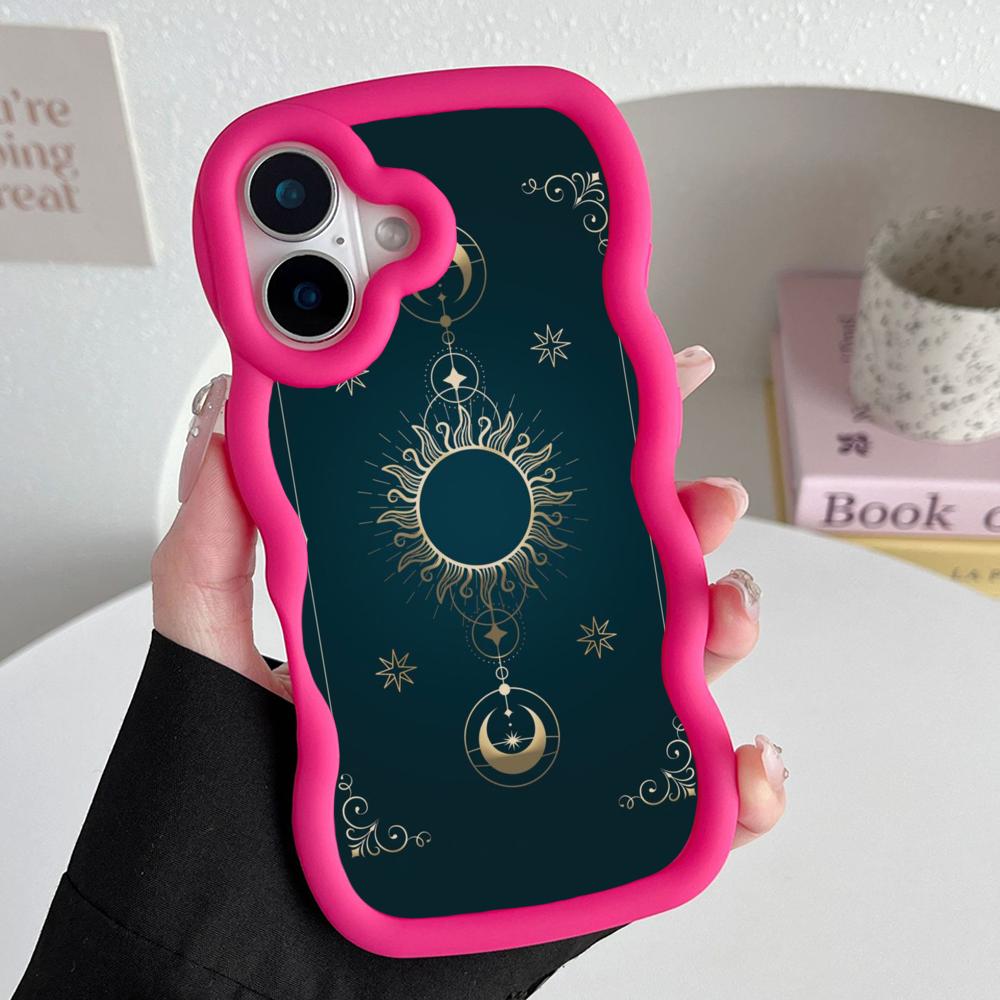 

Sun Moon Mobile Cell Phone Case for iPhone 17 16 15 14 13 12 11 Air Pro Max Plus Wavy Edge TPU Colorful Cover Cellphones Cover iPhone17 Pro Max