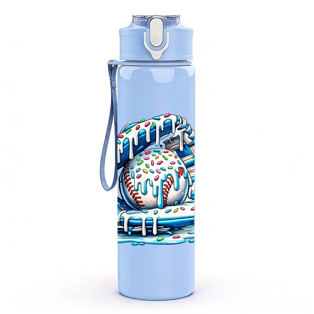 1PC Camouflage Baseball Glove Print 750ml Color Plastic Sports Water Bottle Leakproof Flip Straw Lid Suitable for Sports Office Home Use