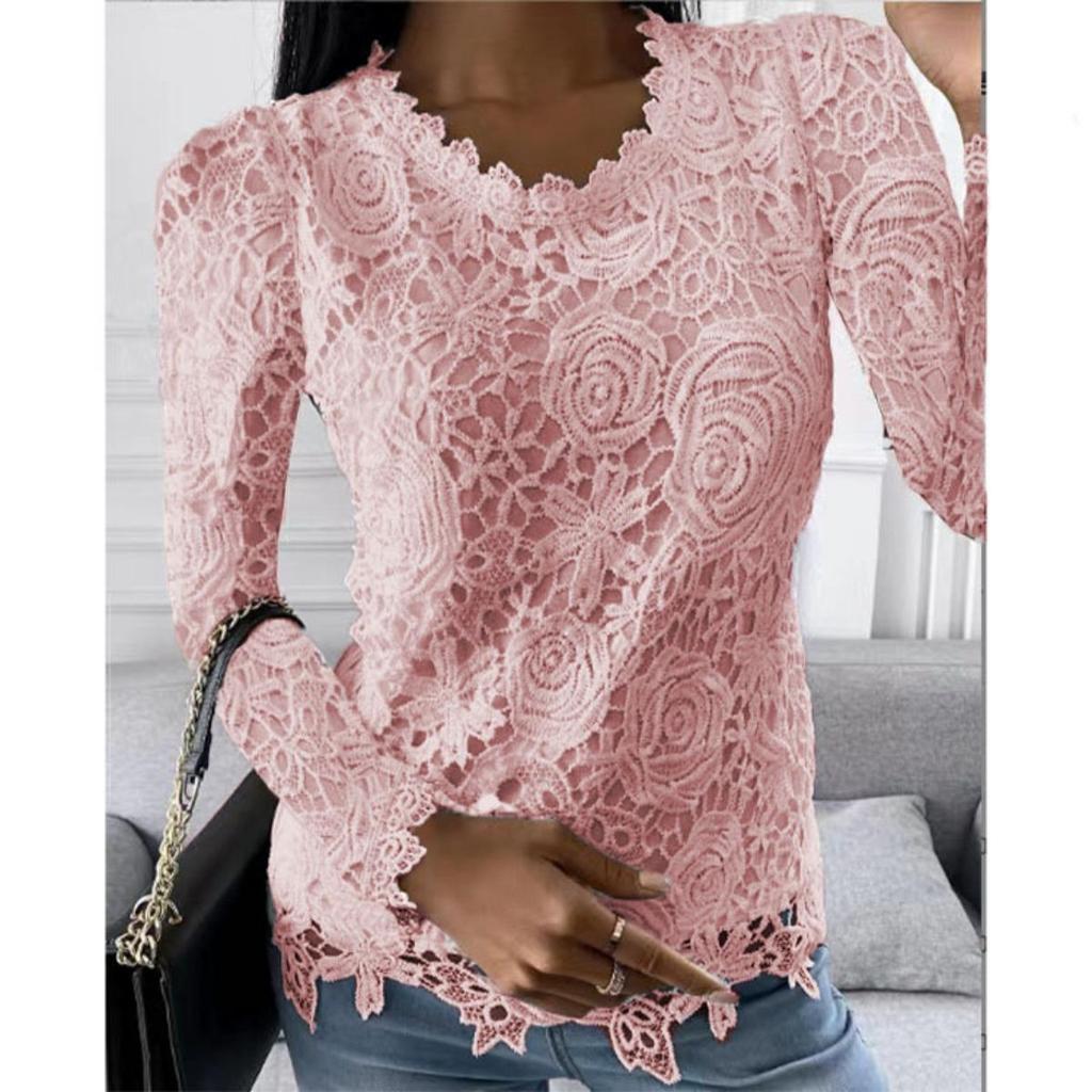 New Women's Long Sleeve Lace Top, Hot Popular Item for Fall Winter in America and Europe