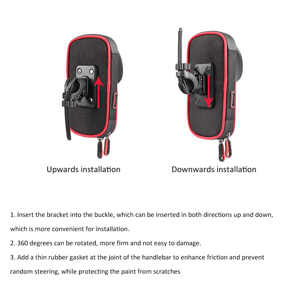 wheel up Bike Phone Bracket Waterproof Stand Bag Bicycle Front Packet Navigation Supportblack red