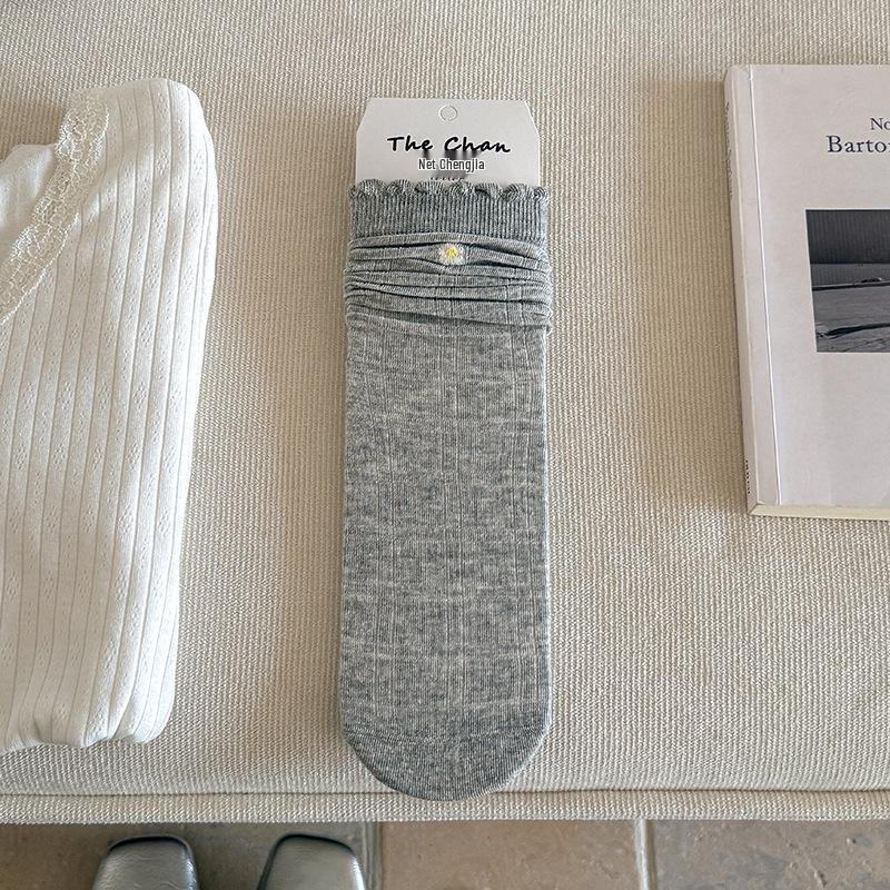 Acheng Women s Spring & Summer Seamless Cotton Socks - Heart & Butterfly Mesh Ruffle Design. One Size