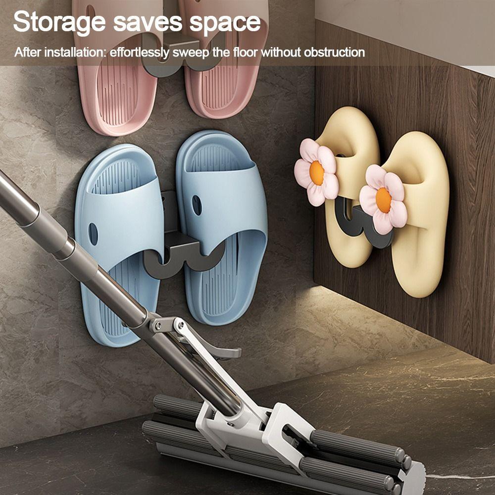 Wall Mounted Bathroom Slipper Rack Multifunctional Toilet Shoes Rack  Home Bedroom Storage Hook