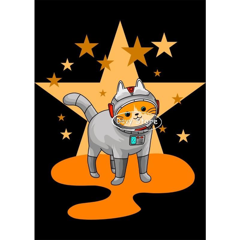 Lustiges Tier Hund Katze Astronaut Weltraum Planet Cartoon Poster und Drucke Leinwandmalerei Wandkunst Bilder für Zimmer Heimdekoration