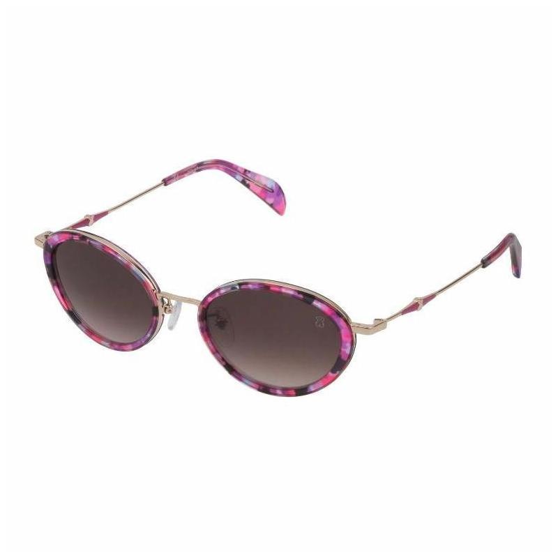 TOUS Brand Logo Oval Sunglasses Women's Purple STO388510GED