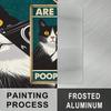 Metal Wall Art Cat in Tuxedo Are You Pooping Sign for Bathroom Toilet Decor