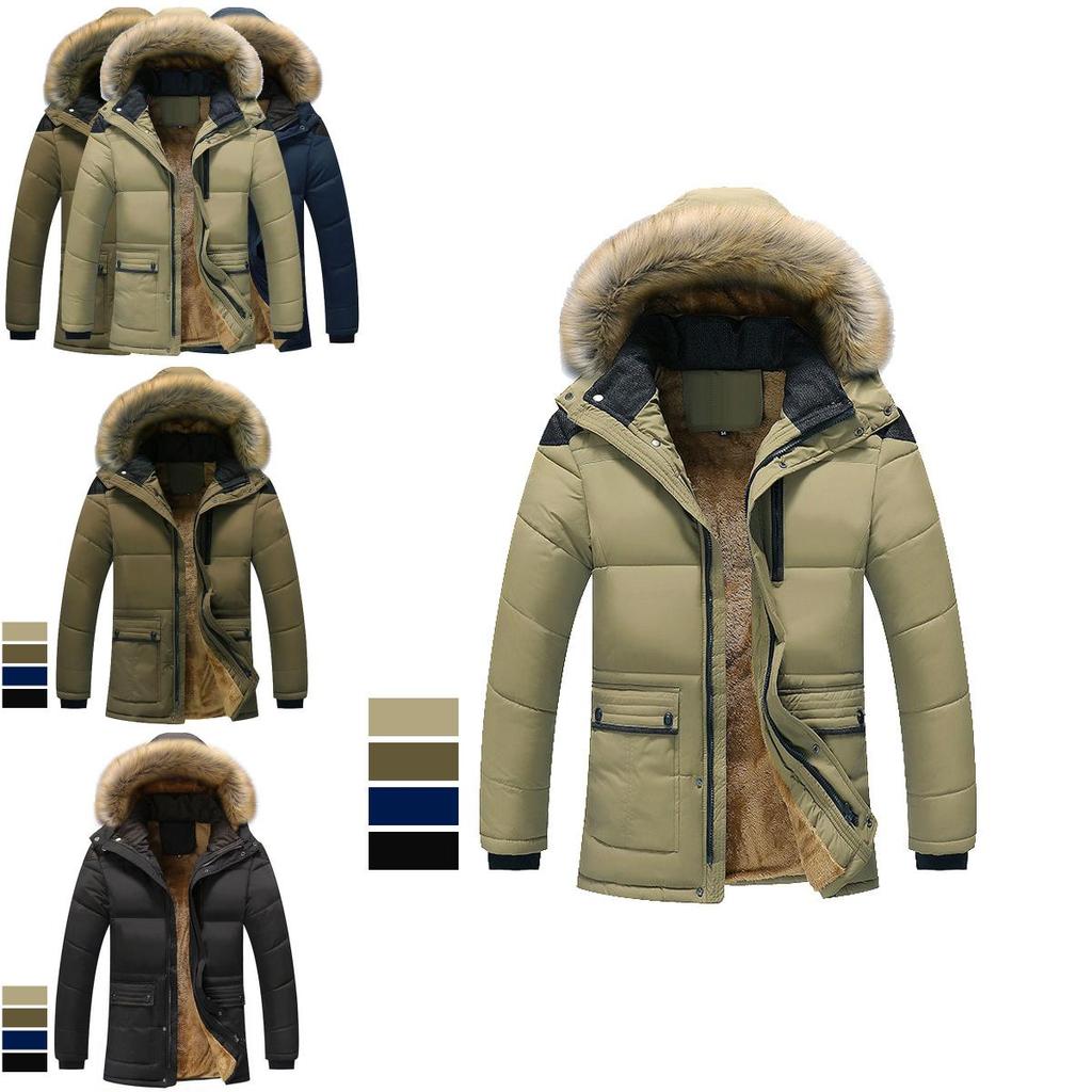 Men's Military Coat Thicken Warm Outwear Parka Hooded Jacket Outdoor Winter Fashion