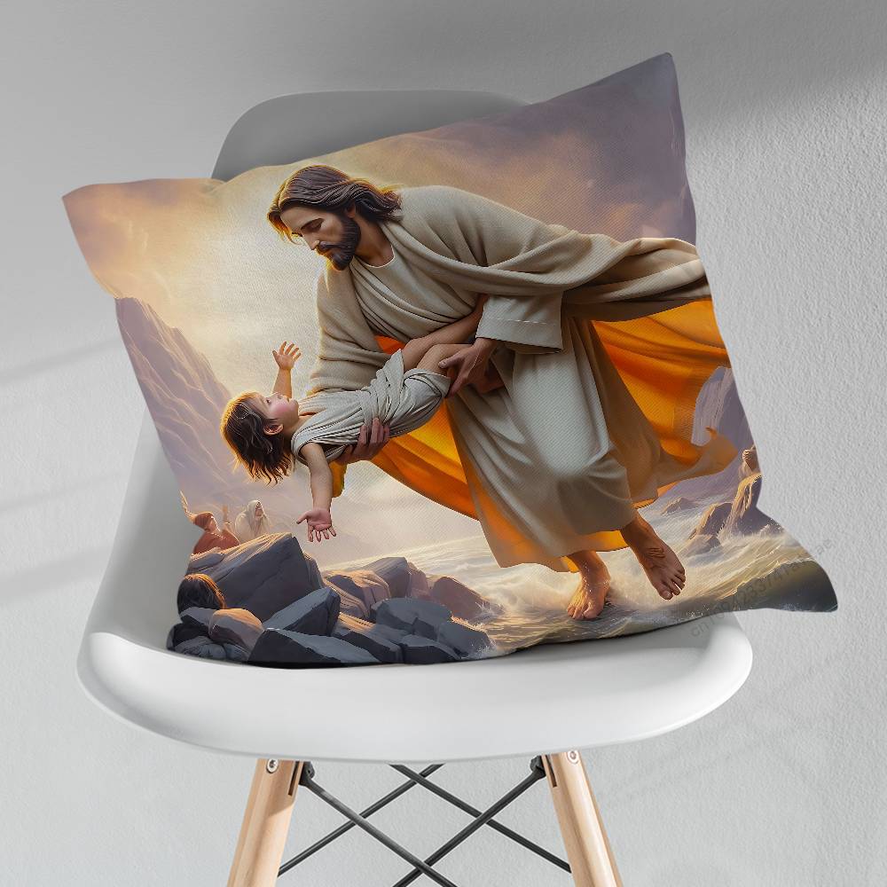 Savior Belief Jesus Pillowcase for Sofa Room Office Decor Printing Merchandise AllMatch Cushion Cover