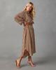 European and American Women's V-Neck Striped Belt Shirt Dress - Autumn 2025 Fashion