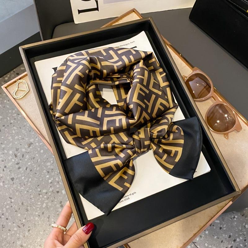 Satin high-end tied hair long silk scarf headband elegant and simple versatile hair band headband streamer hair accessories women's tied bag