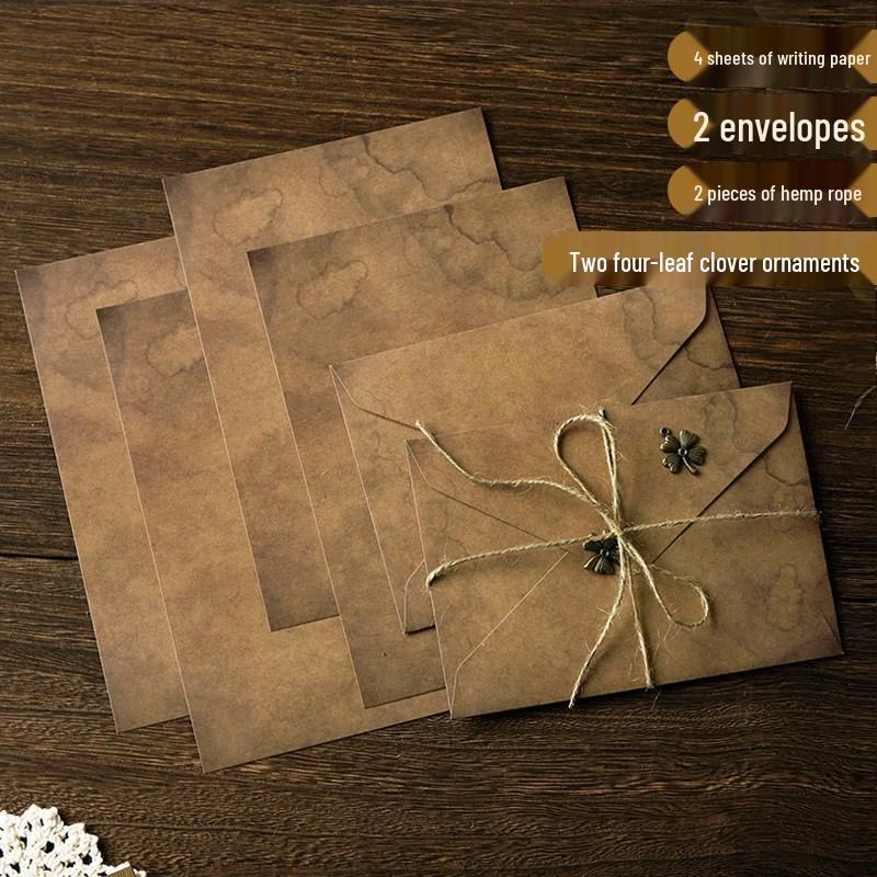 

Ностальгический набор для любовных писем формата А5 из крафтовой бумаги с украшением из пеньковой веревки