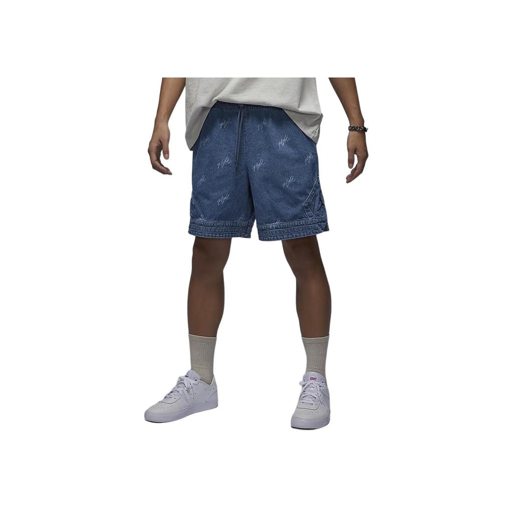 Jordan Air Letter Print Lace-Up Casual Denim Shorts Men Bottoms Blue Grey FN4652-436