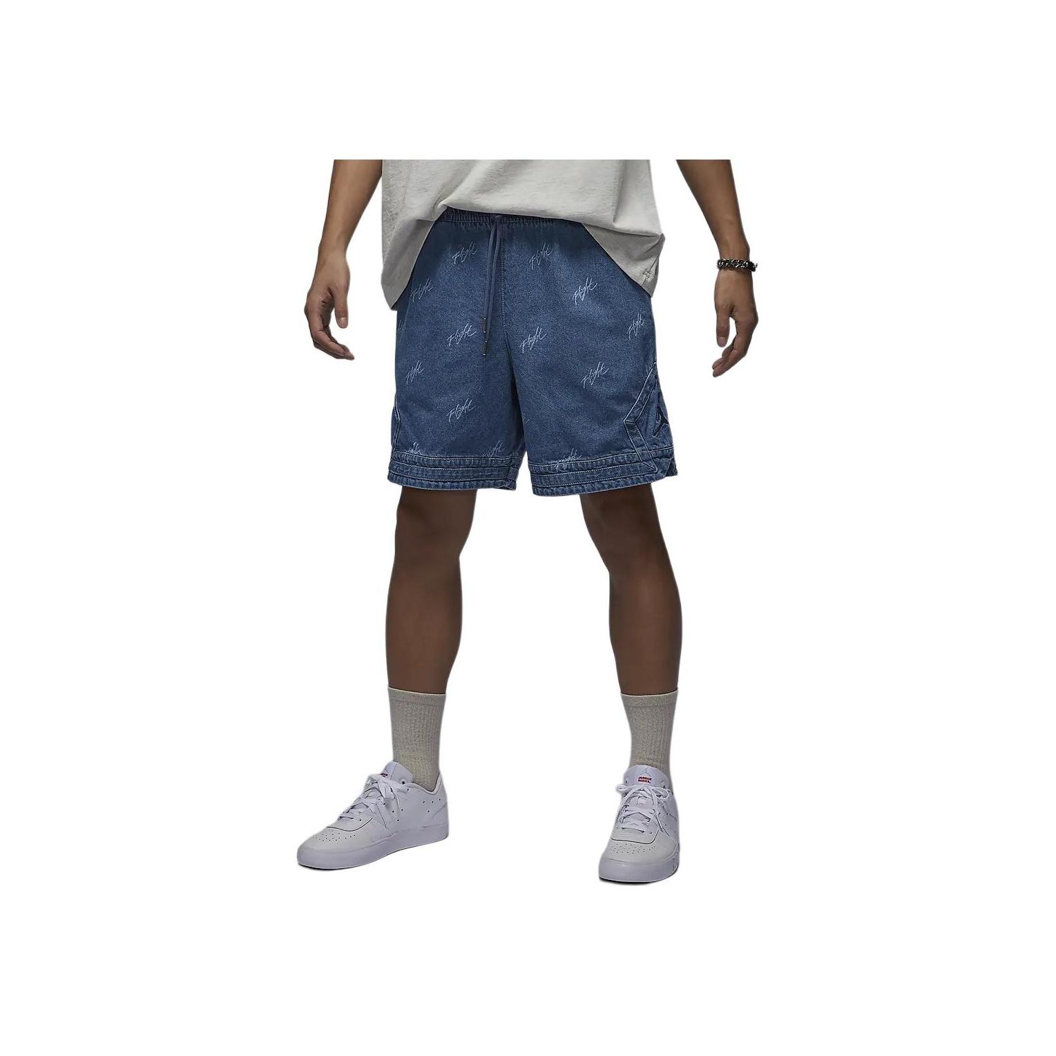 Jordan Air Letter Print Vetersluiting Casual Denim Shorts Heren Onderkleding Blauw Grijs FN4652-436 XXL