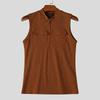 INCERUN Camisetas sin mangas casuales ajustadas con cremallera para hombre