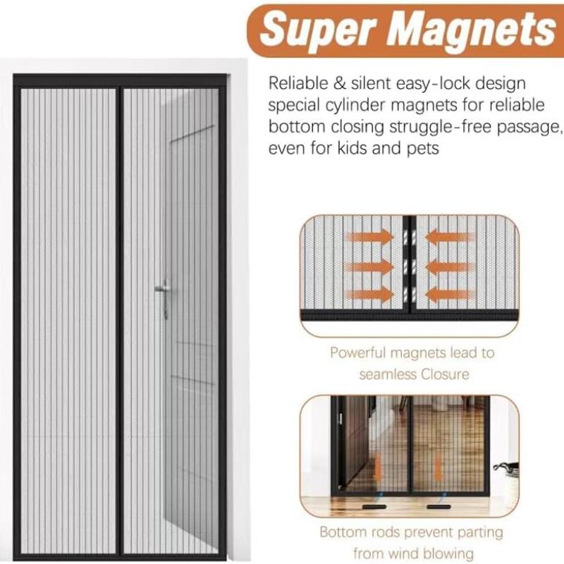 2026 Upgraded Magnetic Screen Door Mesh - Heavy Duty Magic Door Screen Closure with Magnets for Sliding, Patio, French Kid and Pet Friendly