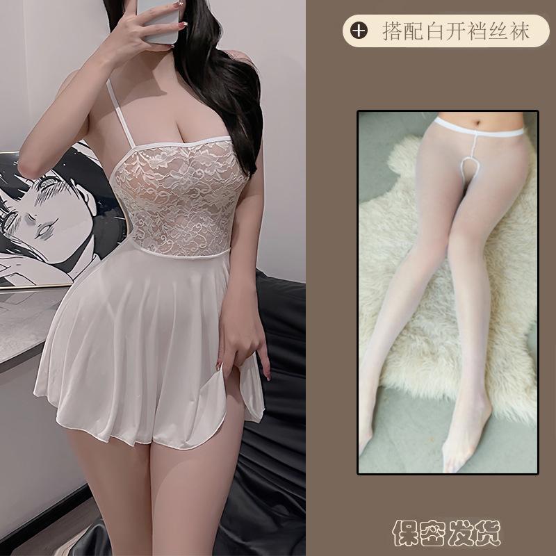 Sex underwear pure lust transparent suspender large size sexy suit lace nightdress splicing nightdress home girl