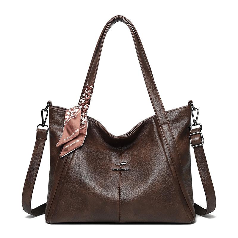 Borsa retrò di grande capacità da donna, borsa a tracolla per pendolari, borsa tote in PU