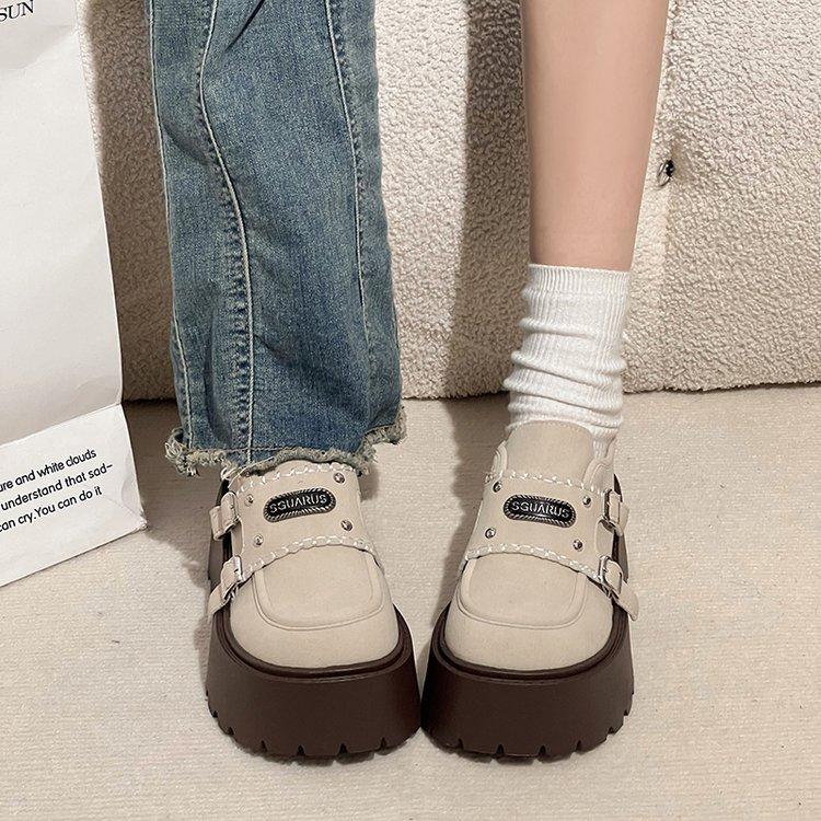 [Youshilai] Fashion Platform Loafers Women's 2025 Spring New Retro Temperament Casual Versatile Small Leather Shoes