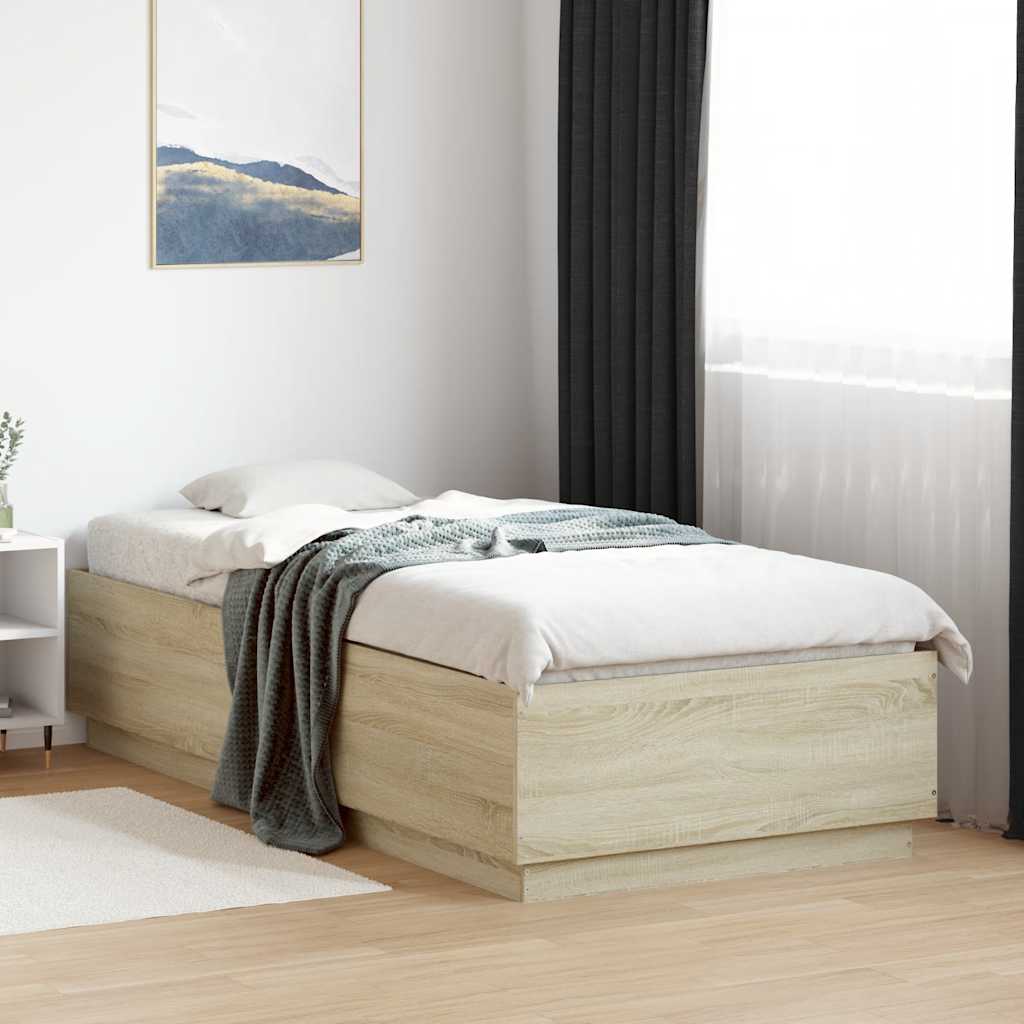 Bed Frame in Sonoma Oak Finish 100 x 200 cm Engineered Wood