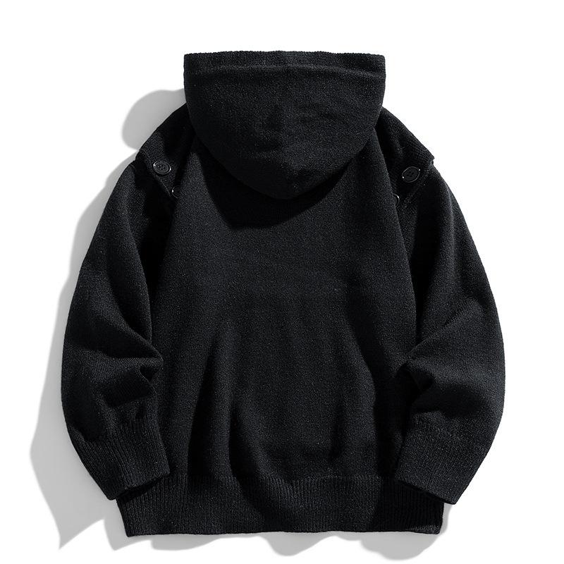 Hooded Sweater Men Buttoned Decorative Sweater Men Multi-button Knitted Sweater Jacket Men New Autumn and Winter Sweater