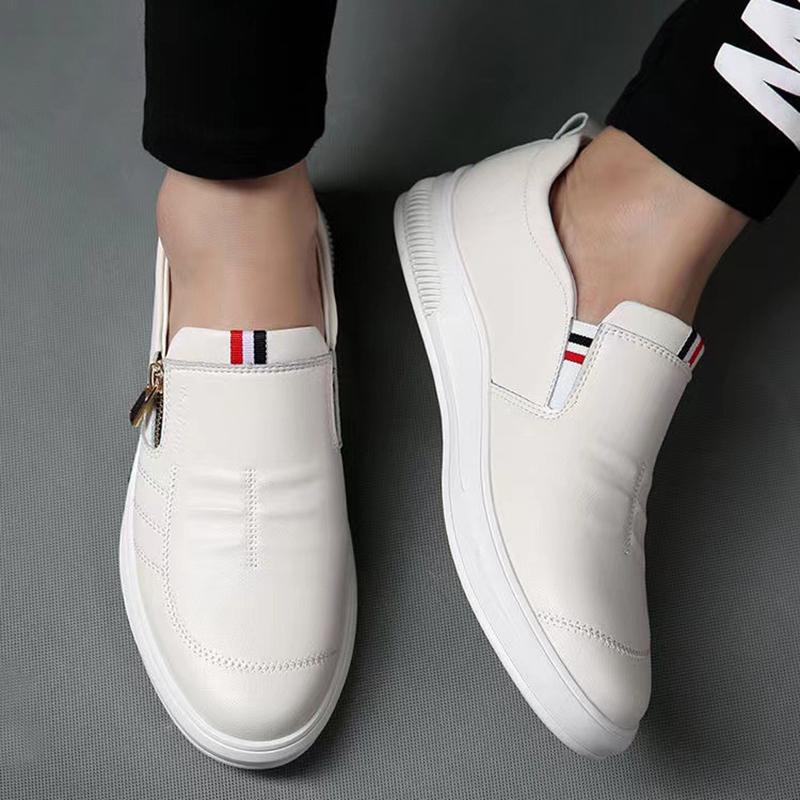 Fashion Trend Brand Loafers Man's Sneakes Business Comfortable Moccasins Casual PU Leather Shoes For Men Summer Zip Flat 39-44