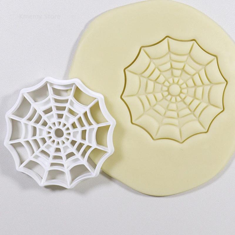 

2/1pc Halloween Spider Web 3D Cookie Cutters Cartoon Spider Plastic Pressable Biscuit Stamp Chocolate Mold Cake Decorating Tools