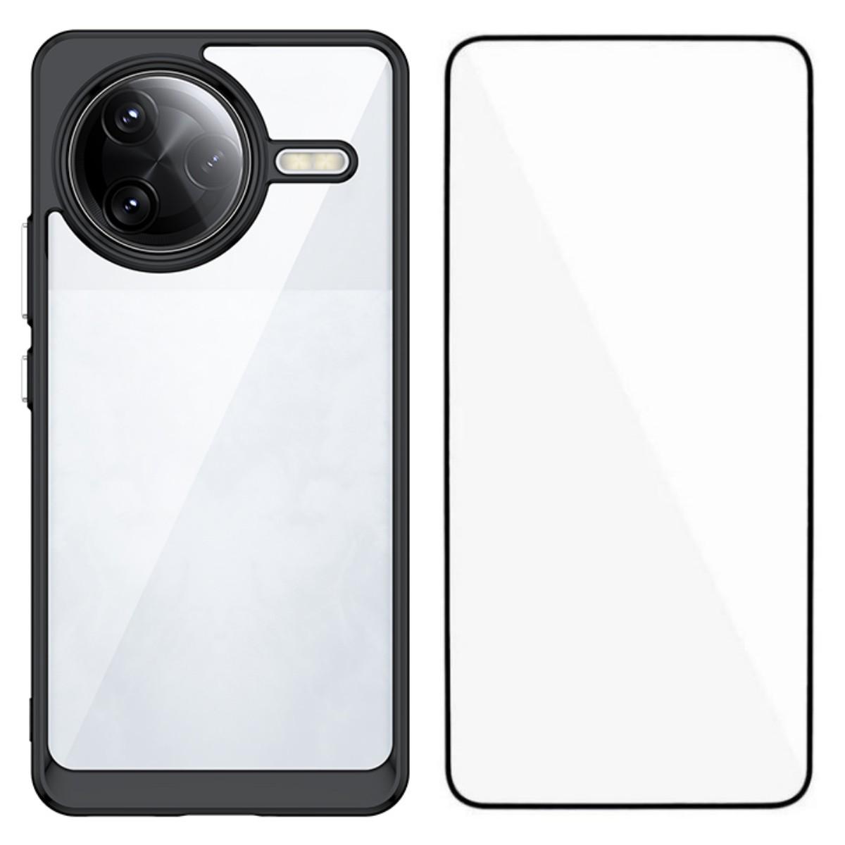 

For Xiaomi Redmi K80 Pro 5G/Xiaomi Poco F7 Ultra 5G Back Cover WANLONFENG XC Series TPU Acrylic Phone Case with Tempered Glass Film Black