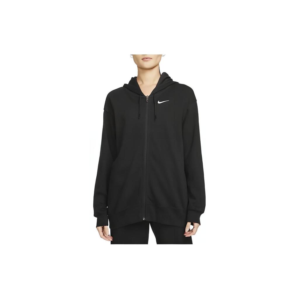 Nike Logo Print Effen Rits Hoodie Jas Dames Buitenkleding Zwart DM6416-010