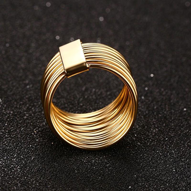 Anelli Statement da Donna per Festa Cocktail Regalo Gioielli, Eleganti Anelli Rotanti Intrecciati in Acciaio Inossidabile Larghi 15MM