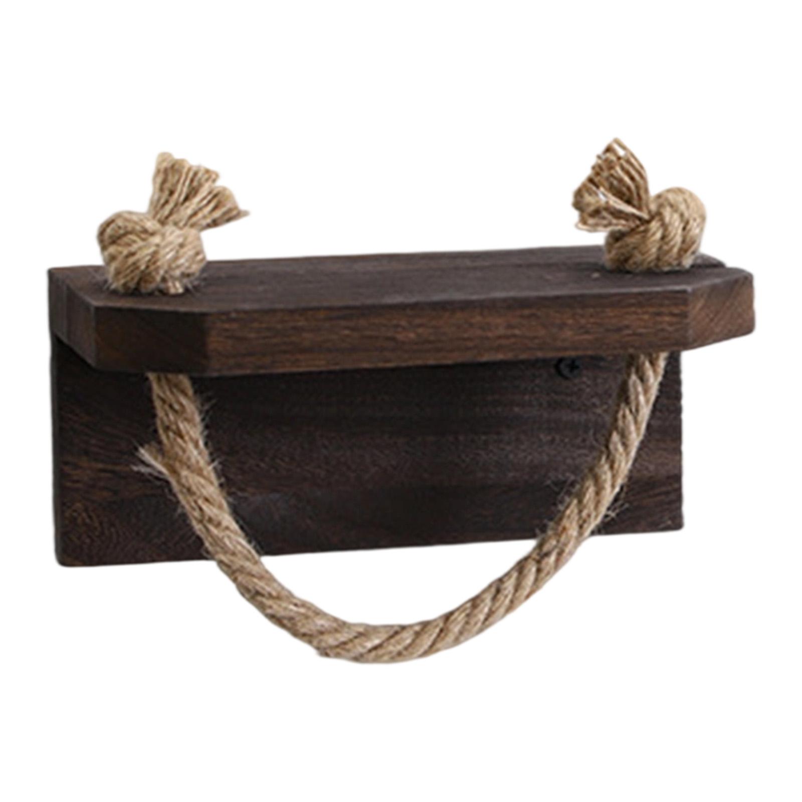 

Toilet Paper Holder with Shelf Multifunctional Wall Mount, Dorm Wood Washroom Organizer чёрный