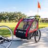Child Bike Trailer 2 In 1, Baby Bike Stroller 2 Seats, Adjustable Handlebar, Hand Brake, Seat Belt, Red