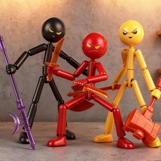 Posable Stickman Action Figure with DIY Accessories Stress Relief Movable Joints Stickman Fidget Toy Desktop Decoration Collectors Gift