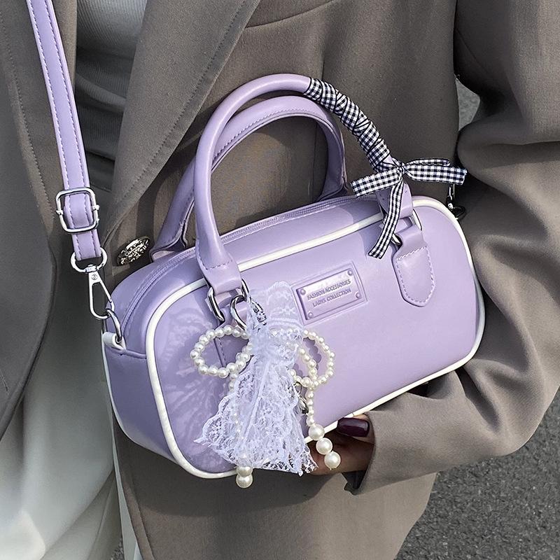 2025 spring and summer new simple and sweet style portable bowling bag casual versatile foreign style advanced sense messenger bag women