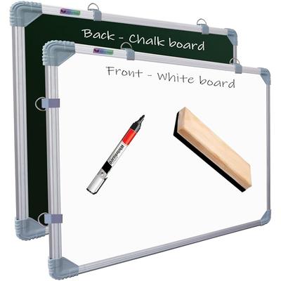 Eduway 2X3 Feet Kunj Non-Magnetic Double-Sided White Board And Chalk Board Combo With 1 Marker And 1 Duster | Ideal Use
