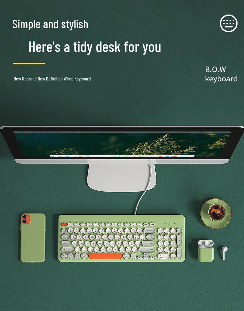 BOW Hangshi K221 USB Wired Keyboard for Girls - Desktop & Laptop Typing