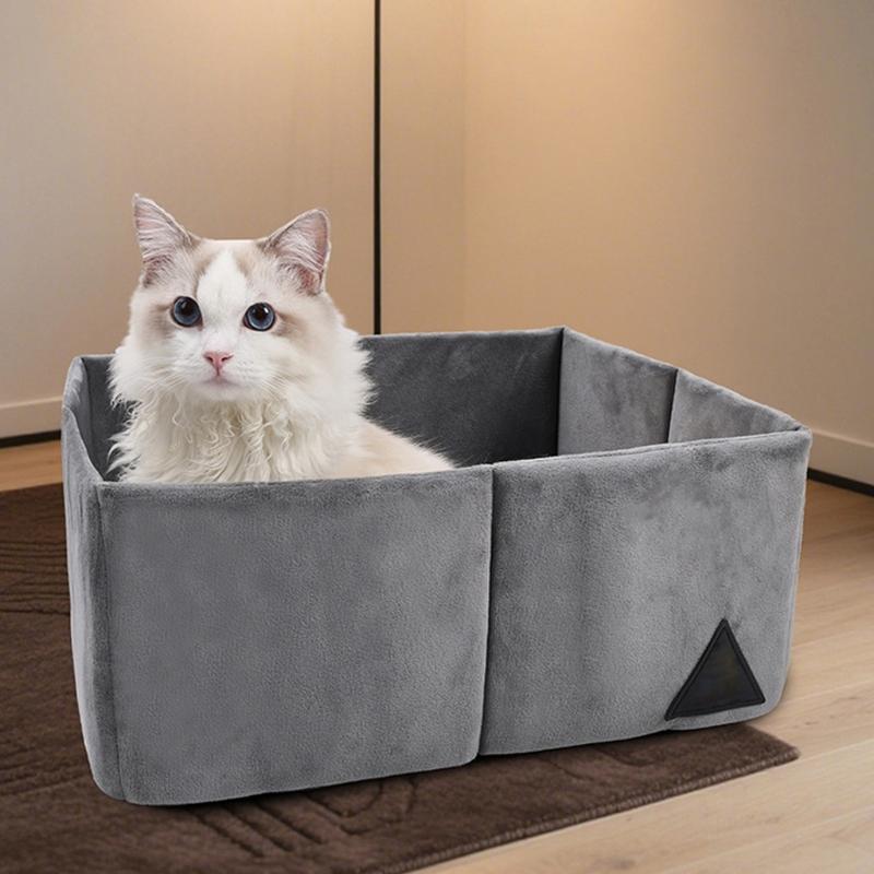 Polyester Pet House Warm Thick Velvets Thermal Cats Bed For Indoor Kitten Quick Assembly Compacts Storage Design