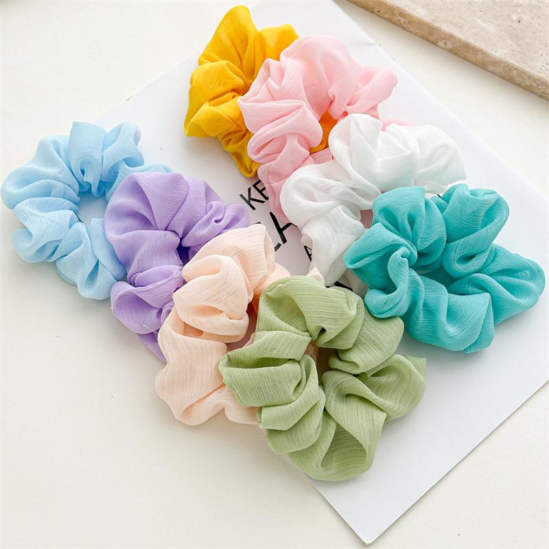 Airy Chiffon Vibe Transparent Texture Hair Ties Macaron Candy Colors Cloud Like Voluminous Headwear Summer Beach Hair Accessories