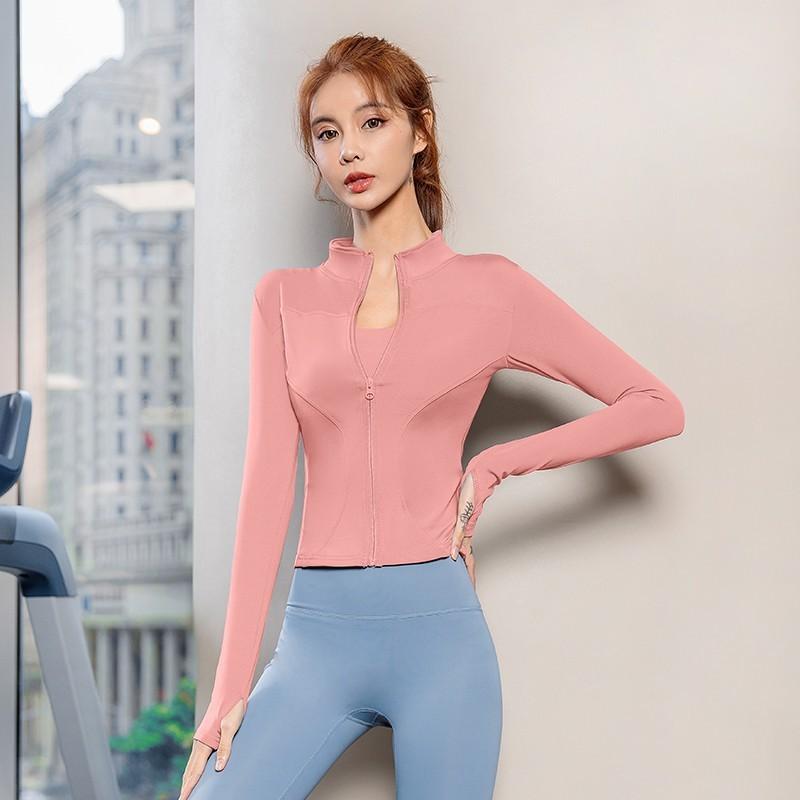 Sunscreen clothing Spring Internet celebrity fitness jacket women's zipper slim-fit quick-drying long-sleeved tight sports yoga clothing top