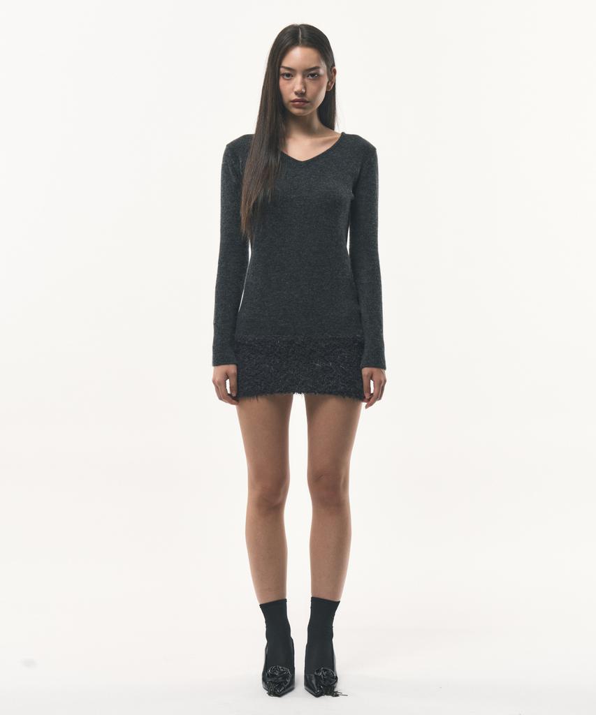 Podeowedeo Hairy Knit Dress (Charcoal)