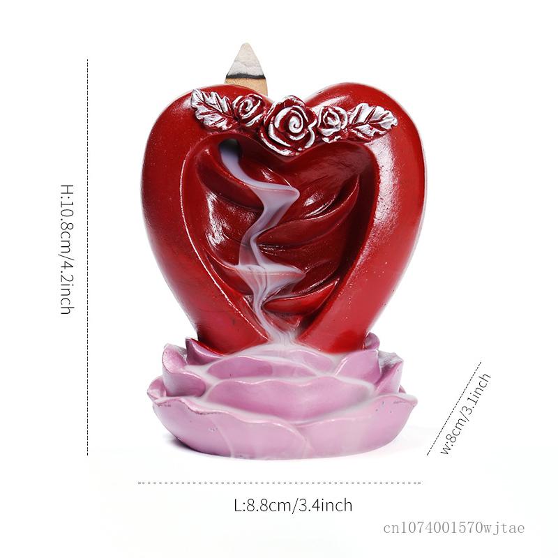 

Creative Resin Love Rose Sandalwood Backflow Incense Burner, Home Indoor Living Room Bedroom Tea Ceremony Decoration censer, 1Pc