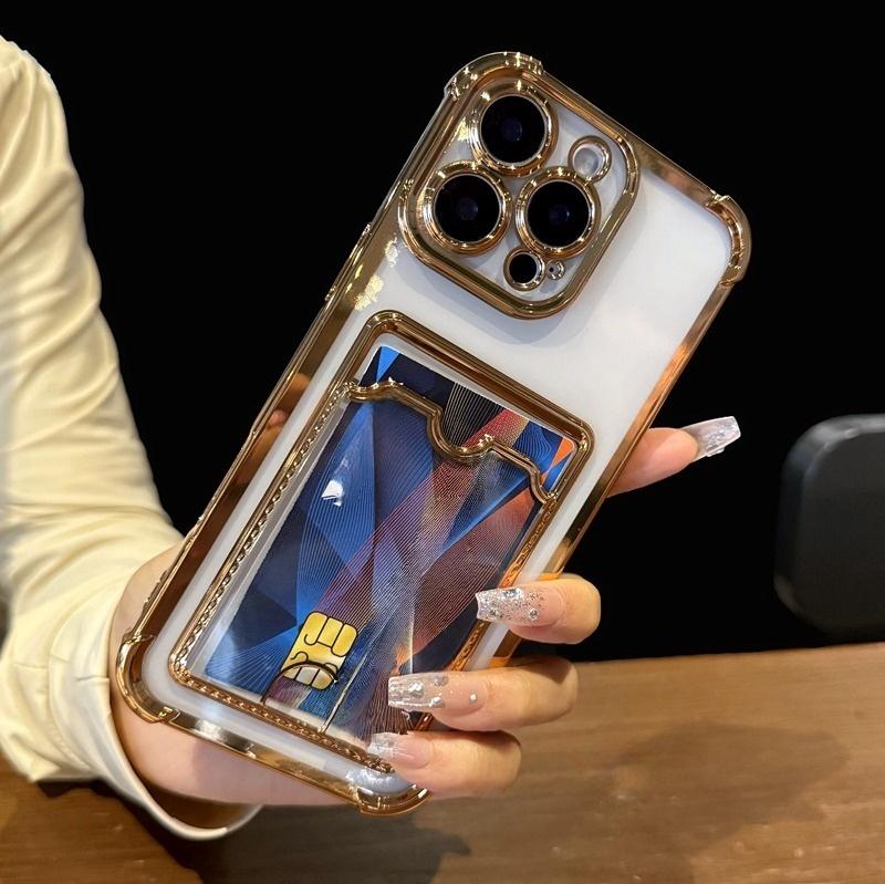 Weiche TPU-Geldbörse Kartenetui Transparente Handyhülle Für iPhone 11 12 13 14 15 16 17 Pro Max Plus Air Clear Bumper Rückseiten Hüllen Abdeckung