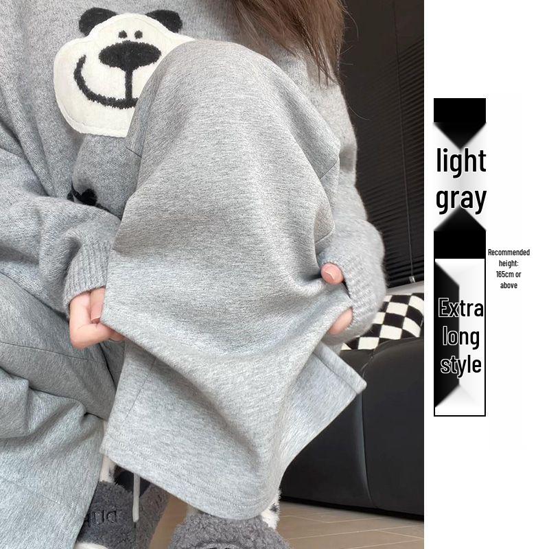 Women's Black High-Waist Wide-Leg Sweatpants - Loose, Comfortable, Floor-Length, Summer Casual